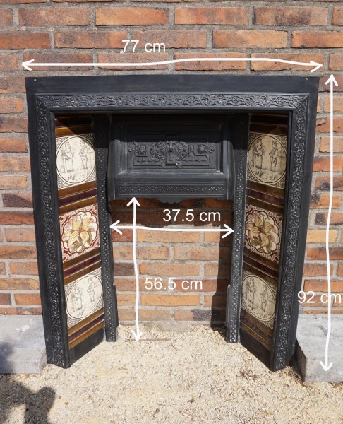 Gietijzeren Engelse Inzet Haard Tegels - Antique Cast Iron Fireplace Insert Tiles